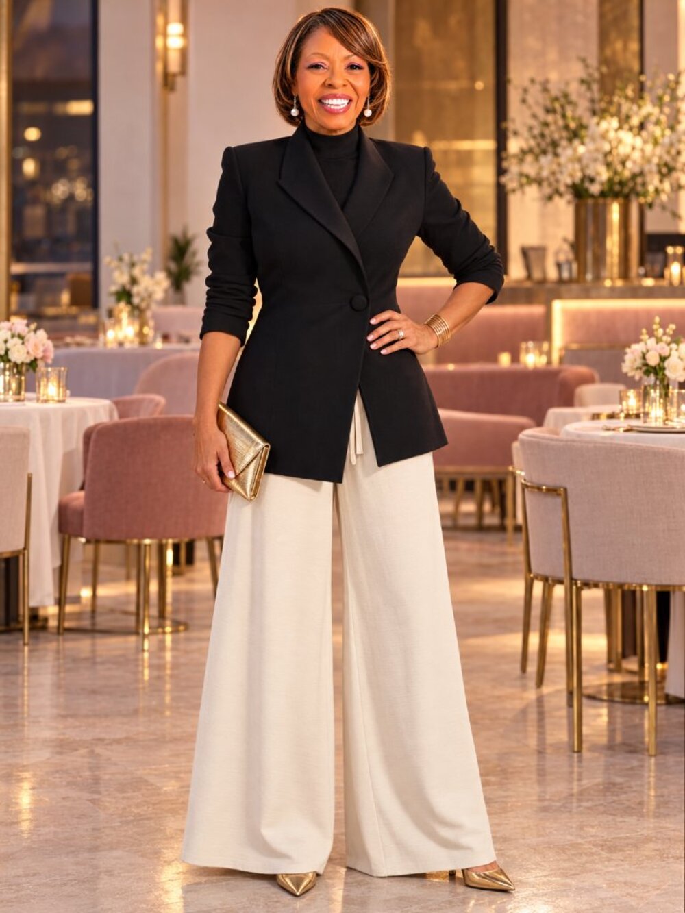 Ivory High-Waist Wide-Leg Palazzo Pants M–XXL